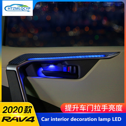 Lámpara LED de ambiente para puerta, luz decorativa azul con textura de fibra de carbono, para Toyota RAV4 XA50 2022 ► Foto 1/6