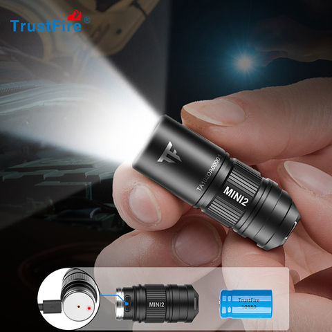 Trustfire Mini2-Mini linterna Led recargable, llavero con alimentación Usb, 250 lúmenes, luz Flash, IPX8, antorcha, lámpara EDC ► Foto 1/6