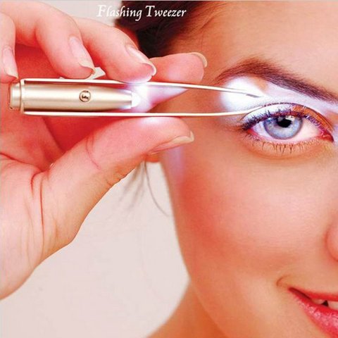 Pinzas con diseño inteligente de acero inoxidable, pinzas con LED para quitar el pelo de pestañas, ojos y cejas, herramientas de belleza ► Foto 1/6