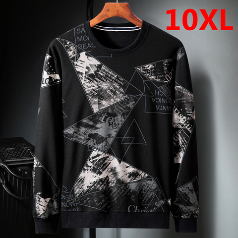 Sudaderas de talla grande para hombre, ropa de calle a la moda, jersey de gran tamaño, sudadera de talla grande 10XL, Tops de cuello redondo para primavera y otoño, HX484 ► Foto 1/5