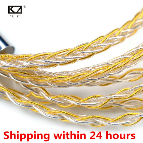 Cable de auriculares KZ, cable de actualización chapado en oro y plata de 8 núcleos, cable de auriculares para V90, V80, C10, ZST, T2, ZST, ZSX, ZS10 PRO, ZSN ES4 ► Foto 1/6