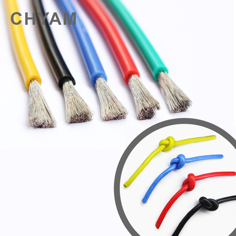 Cable de silicona suave resistente al calor 16AWG 4 6 7 8 9 10 11 12awg 13 14 15 17 18 20 22 24 26 28 30AWG 60C- + 200C ► Foto 1/6