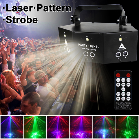 WUZSTAR-proyector de luz láser DMX de 9 ojos, luces de Fiesta de DJ LED parpadeantes con Control de sonido activado, efecto de iluminación de escenario para Club y Bar ► Foto 1/6