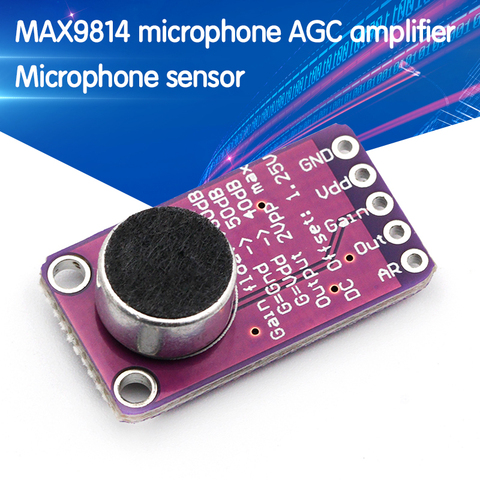 Micrófono MAX9814 Módulo de placa amplificadora AGC Control de ganancia automático tasa programable de ataque y Liberación baja THD ► Foto 1/6