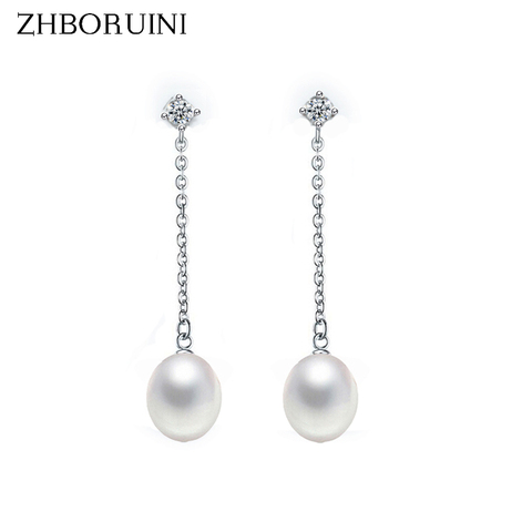 ZHBORUINI-pendientes de perlas naturales de agua dulce para mujer, joyería de plata de ley 2022, aretes largos de perlas, regalo, 925 ► Foto 1/6