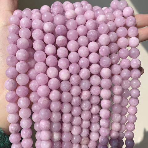 Natural Angelite piedra púrpura Jades y Calcedonia ronda cuentas espaciadoras sueltas para fabricación de joyería DIY pulsera 15 ''4 6 8mm 10mm 12mm ► Foto 1/5