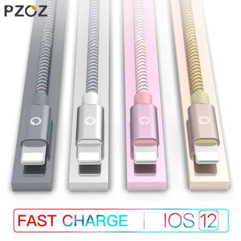 Cable usb de carga rápida PZOZ para iPhone de 2,4 a, cable de carga para iphone ipad X Xr Xs max Plus 8 7 6s 5 SE ► Foto 1/6