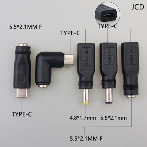 Adaptador de conector de alimentación de 5,5x2,1mm/4,8x1,7mm, macho tipo C de conector hembra a Micro USB, 5 pines, CC, 180 grados, para ordenador portátil y PC, 1 Uds. ► Foto 1/6