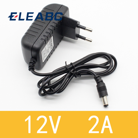 1 unids 12V2A AC 100 V-240 V Adaptador convertidor DC 12 V 2A 2000mA de alimentación de enchufe de la UE de 5,5mm x 2,1-2,5mm LED CCTV ► Foto 1/3