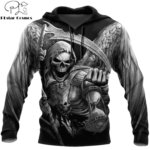 Sudadera con capucha para hombre y mujer, con estampado 3D de calavera de muerte, ropa para parte superior masculina, jersey con cremallera, chaqueta informal, chándal, DW0235 ► Foto 1/6
