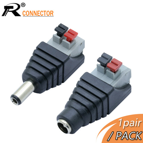 Conector R macho y hembra, adaptador de 5.5X 2,5mm, Cable prensado conectado para tiras LED de 12V, 1 par/2 uds. ► Foto 1/1