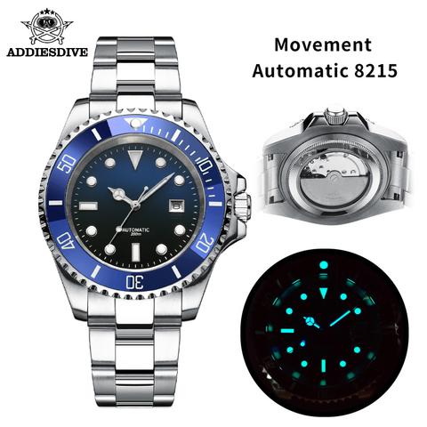 Addyes-reloj mecánico automático de buceo para hombre, de cristal de zafiro, de acero, 316L, 200m, japonés, NH35 ► Foto 1/6