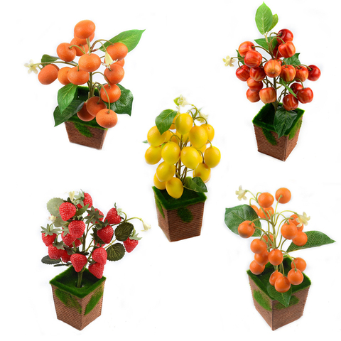 Ramo de frutas artificiales para decoración de jardín, 1 paquete de accesorios para bonsái, árbol en maceta, frutas y verduras, para bodas y Navidad ► Foto 1/6