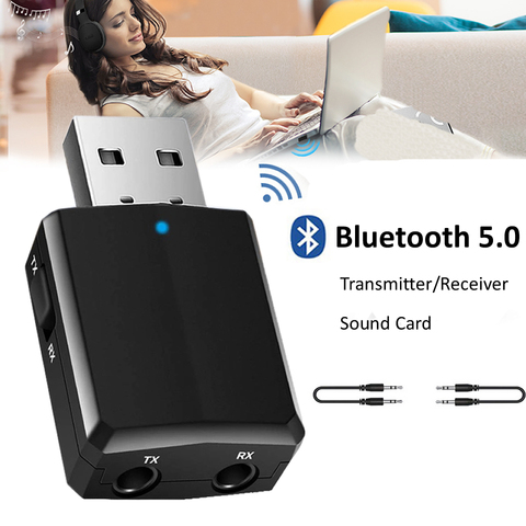 Electop USB Bluetooth 5,0 transmisor receptor 3 en 1 EDR adaptador Dongle 3,5mm AUX para TV PC auriculares hogar estéreo de Audio de coche ► Foto 1/6