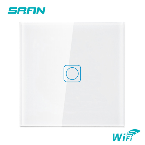 SRAN-Interruptor Inteligente de pared con Wifi para el hogar, Interruptor inalámbrico Inteligente, 1 entrada y 1/2 vías, funciona con Alexa, Google Home y Echo ► Foto 1/6