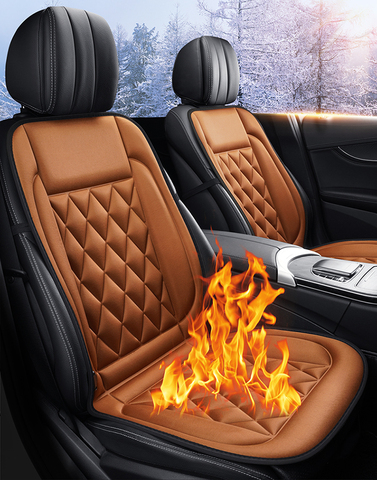 Cojín calefactable para asiento de coche, protector de invierno para asiento de coche, cubiertas calefactables universales, negro y gris ► Foto 1/6