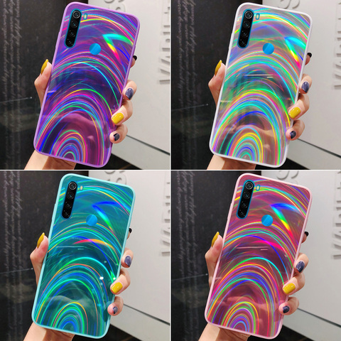 Holográfico prisma láser para Xiaomi Redmi Note 8 Pro Nota 9S 9A 9C Poco C3 Mi nota 10 3D estilo arcoiris brillo cubierta del teléfono ► Foto 1/6