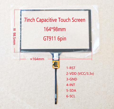 Sensores de pantalla táctil capacitiva para coche, dispositivo de 7 pulgadas con interfaz I2C, 164mm x 99mm, GT911, 6 pines, XCPC-006, FPC, control USB ► Foto 1/4