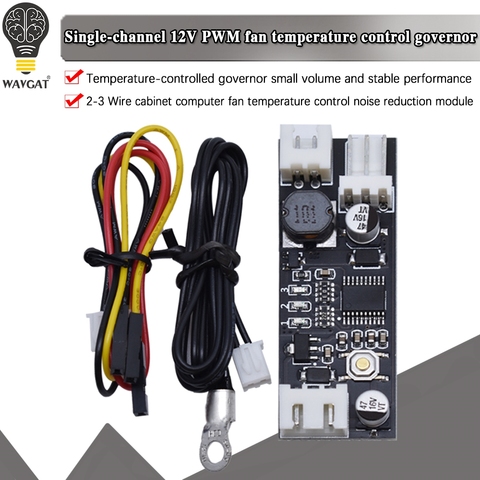 12V 0.8A DC PWM 2-3 alambre ventilador Control de temperatura controlador de velocidad chasis computadora de reducción de ruido para NTC B50K 3950 ► Foto 1/6