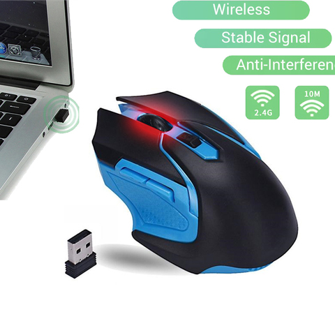 Ratón de juego óptico inalámbrico profesional de 2,4 GHz ratón inalámbrico para ordenadores portátiles PC Gaming Mouse Gamer con adaptador USB ► Foto 1/6