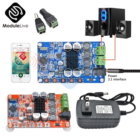 Placa amplificadora de potencia TDA7492P con Bluetooth 4,0, módulo de 2x50W, adaptador de corriente de 12V y 2a, enchufe estadounidense y adaptador de conversión de TV, nuevo, 1 Juego ► Foto 1/6