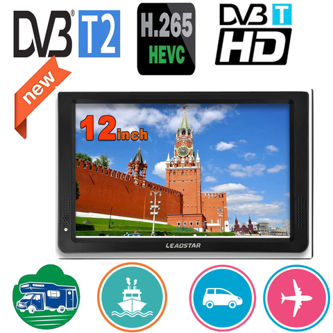 LEADSTAR-Mini Tv portátil de 12 pulgadas, compatible con DVB-T/T2/H265/Hevc Dolby Ac3, tarjeta TF de 1280x800 para casa/coche con cargador de coche ► Foto 1/6