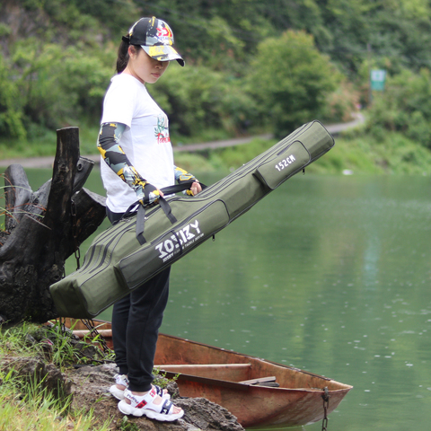 Carrete de Bolsa de caña de pescar multifuncional para exteriores, equipo de pesca plegable de tela Oxford, bolsas de almacenamiento para señuelos, estuche de viaje y transporte ► Foto 1/6