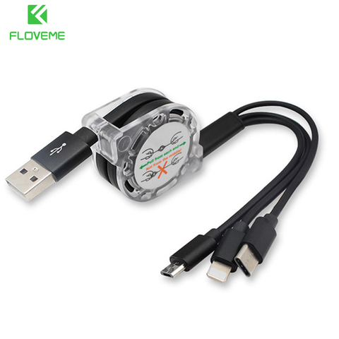 Cable USB 3 en 1 para iPhone, Samsung, Xiaomi, cargador de carga rápida, Cable Micro USB tipo C para teléfono móvil ► Foto 1/6