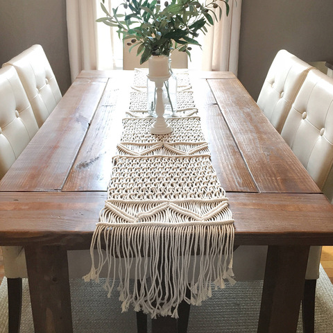 Camino de mesa navideño para boda, caminos de mesa hechos a mano de macramé tejido bohemio elegante y moderno para banquete, decoración del hogar ► Foto 1/6