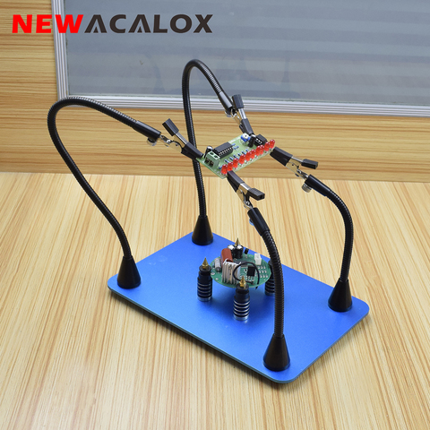 NEWACALOX-soporte para soldadura, herramienta de tercera mano, brazo Flexible magnético, Clips de fijación de PCB, lupa iluminada por USB 3X para herramienta de soldadura ► Foto 1/6