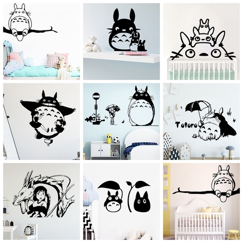 Calcomanía de Vinilo para pared Con dibujos animados japoneses y cómics Totoro, decoración del hogar para habitación de niños, etiqueta de personajes animados, Vinilo Decorativo ► Foto 1/6