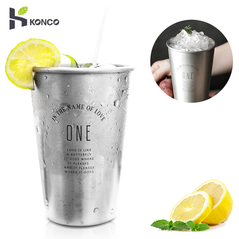 Konco-taza jarra para agua de cerveza de acero inoxidable 304, 350ml, Bar, taza de café y leche, vasos antirotos para niños, taza portátil para exteriores ► Foto 1/6