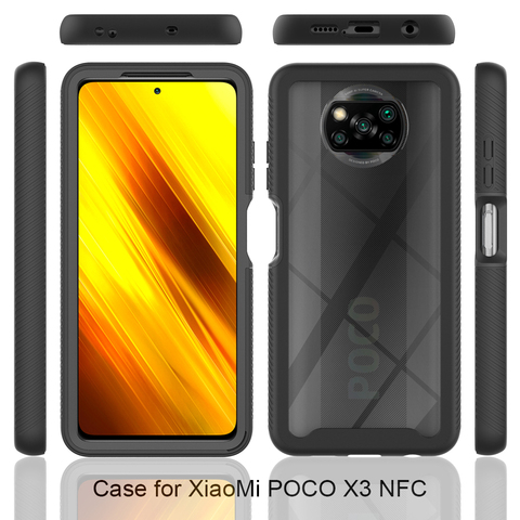 Funda híbrida a prueba de golpes para Xiaomi Poco X3, carcasa trasera transparente con marco suave NFC para Mi 10T Lite 9T 10T Pro ► Foto 1/6