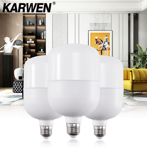 KARWEN-bombilla LED E27, lámpara sin parpadeo, 5W, 10W, 15W, 20W, 30W, 220V, para mesa de casa interior ► Foto 1/6