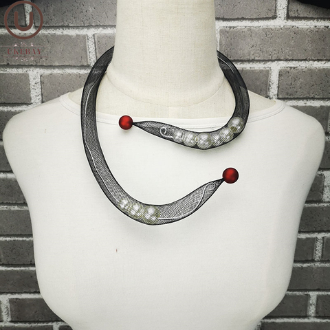 UKEBAY-gargantilla de malla para mujer, collar de joyería de diseño gótico, cuerda hueca, cadena de alambre de aluminio ajustable para suéter ► Foto 1/6