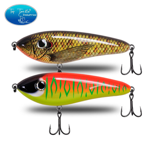 Lento se hunde pesca jerkbait señuelo para pike bajo artificial duro anzuelo con cascabel Pike bajo CF atraer 130mm 5 