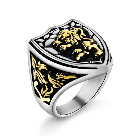 Valily, anillo de oro, anillo de León Vintage, anillo único de rey real, anillo de acero inoxidable, anillo de dedo Punk, joyería para hombres al por mayor ► Foto 1/6