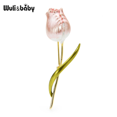 Wuli & baby-broches de tulipán esmaltados para mujer, broche clásico de flores para bodas, oficina, fiesta, regalos ► Foto 1/5