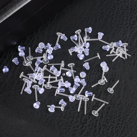 200 unids/lote plástico de silicona pendientes en blanco Pines de cabeza pequeña hallazgos DIY pendientes espalda tapones para suministros de fabricación de la joyería ► Foto 1/6