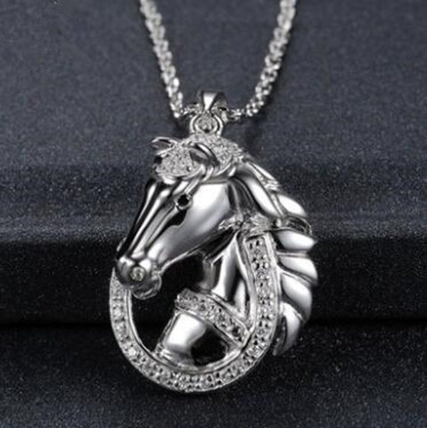 Collar con colgante de cadena de Animal de caballo para chicas, alta joyería ► Foto 1/4