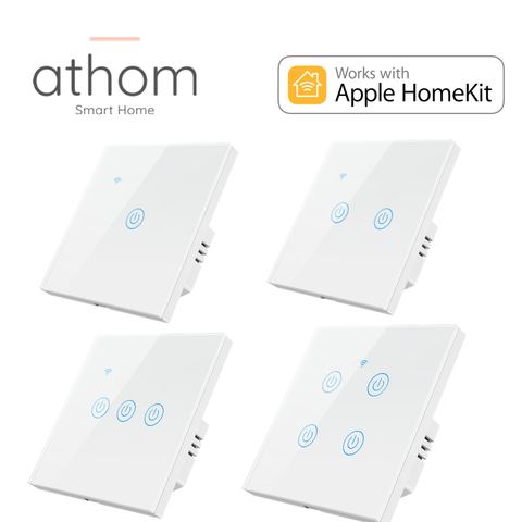 ATHOM Homekit-interruptor inteligente estándar de la UE, tecla táctil, Siri, Control de voz, No Neutral, WiFi ► Foto 1/5