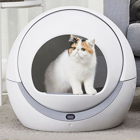 Caja de arena automática para gatos, arenero para gatos, bandeja cerrada, inodoro, rotativo, desmontable, Gato elegante ► Foto 1/6