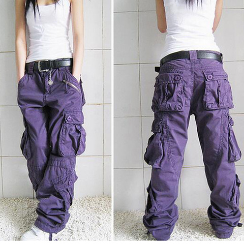 Envío gratuito novedad pantalones Cargo talla grande 5 colores amantes moda Hip Hop pantalones vaqueros holgados para mujer ► Foto 1/6