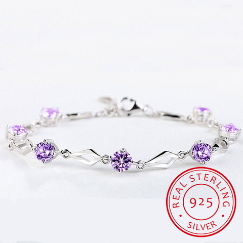 Pulsera de plata 925 para mujer, brazalete de Plata de Ley 925, pulsera de boda para mujer, regalo ► Foto 1/6