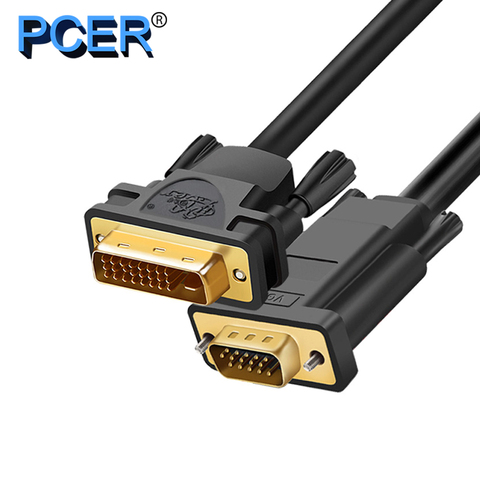 PCER DVI 24 + 5 a VGA Cable adaptador DVI macho a VGA macho convertidor Cable de vídeo Digital DVI cable VGA PC Monitor HDTV proyector ► Foto 1/6