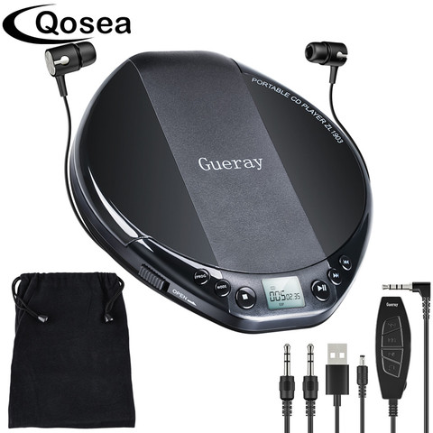 Qosea reproductor de CD portátil de alta fidelidad con auriculares reproductor Walkman a prueba de golpes a prueba Anti-Skip Personal pantalla LCD Luxuxy música reproductor de disco ► Foto 1/6