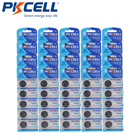 100 unids PKCELL CR2032 2032 BR2032 DL2032 SB-T15 cr 2032 EA2032C ECR 2032 3 V batería de litio de botón de la célula/moneda baterías ► Foto 1/6