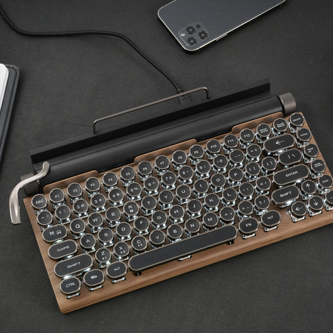 Teclado de máquina de escribir Retro, Teclado mecánico inalámbrico con Bluetooth, 83 teclas, para ordenador portátil, Juegos de PC, teclados ► Foto 1/6