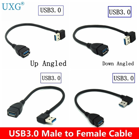 90 grados derecho y el codo izquierdo de súper alta velocidad USB 3,0 Cable macho a hembra extensión 15cm ► Foto 1/6