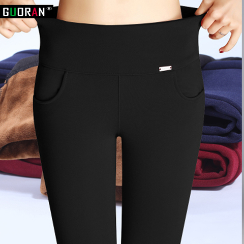 S-6XL invierno cálido 2022 alta cintura elástica Casual elástico lápiz Pantalones Mujer Pantalones talla grande ropa femenina Leggings ► Foto 1/6